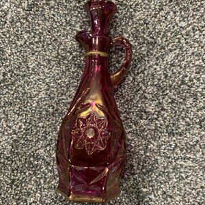 Glass pink and gold cruet
